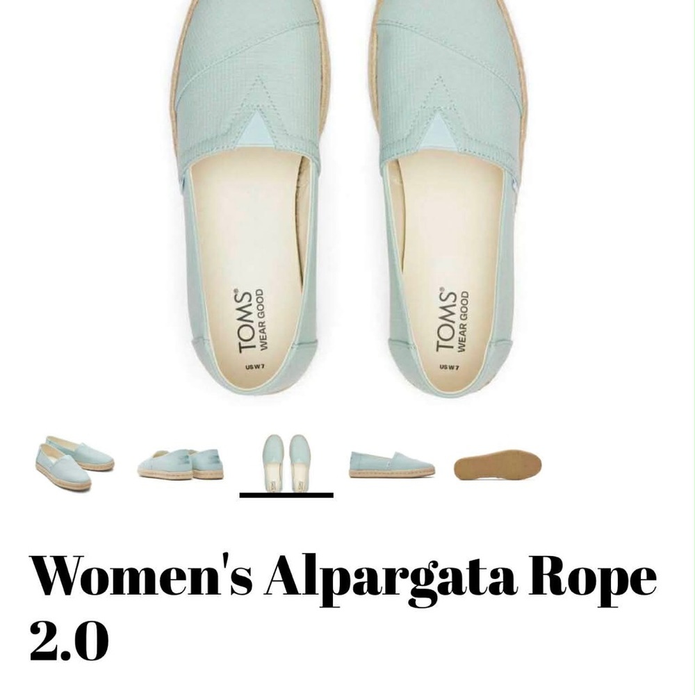 TOMS Women's Alpargata Rope Slip-On in Light Blue Mint